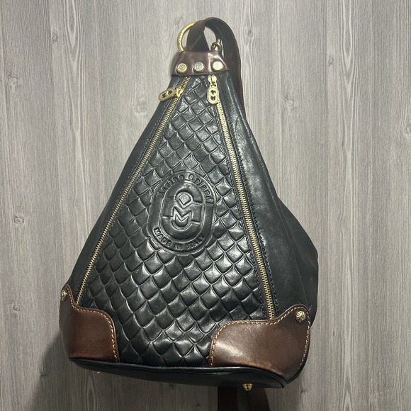 Marino Orlandi Handbags - Marino Orlandi Italian Leather Large Backpack Sling Black